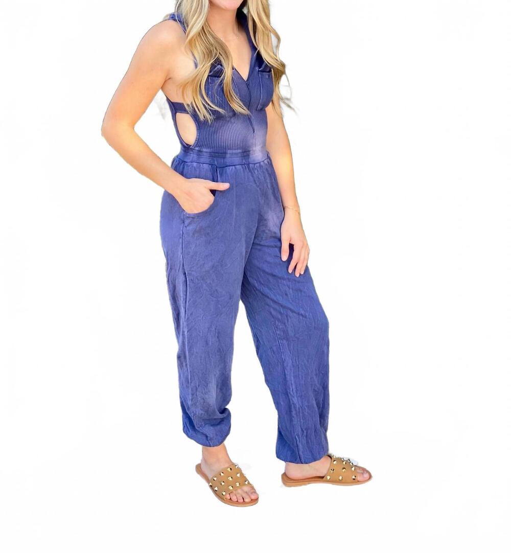 NEW ANNES APPAREL sporty romper in blue